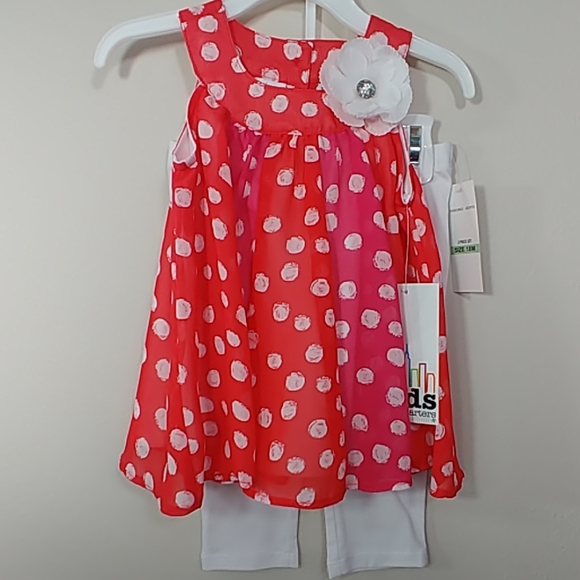 Kids Headquarters Other - 2 piece set red, pink, & white polka-dots outfit